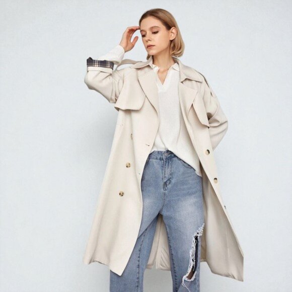 NWT J.ING Jing Ellee Beige Belt Trench Coat - Picture 2 of 10